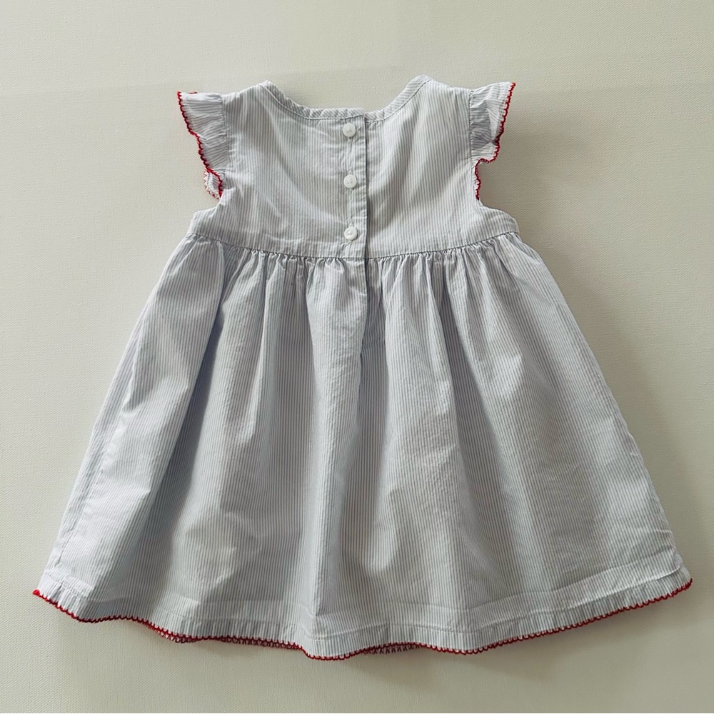Janie and Jack 3-6 Months Baby Girl Smocked Dress Blue Red - Picture 5 of 5